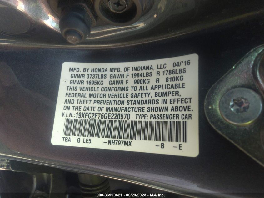 2016 HONDA CIVIC SEDAN EX - 19XFC2F76GE220570