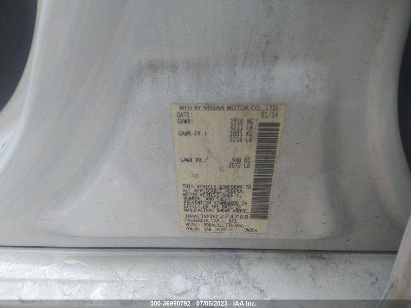 2014 NISSAN ALTIMA 2.5 S - 1N4AL3AP9EC274768