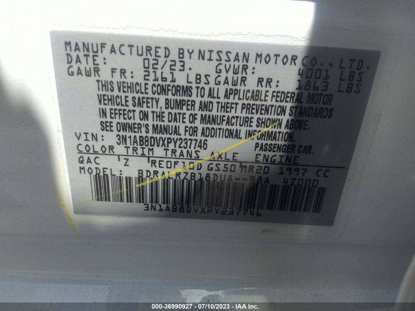 2023 NISSAN SENTRA SR - 3N1AB8DVXPY237746