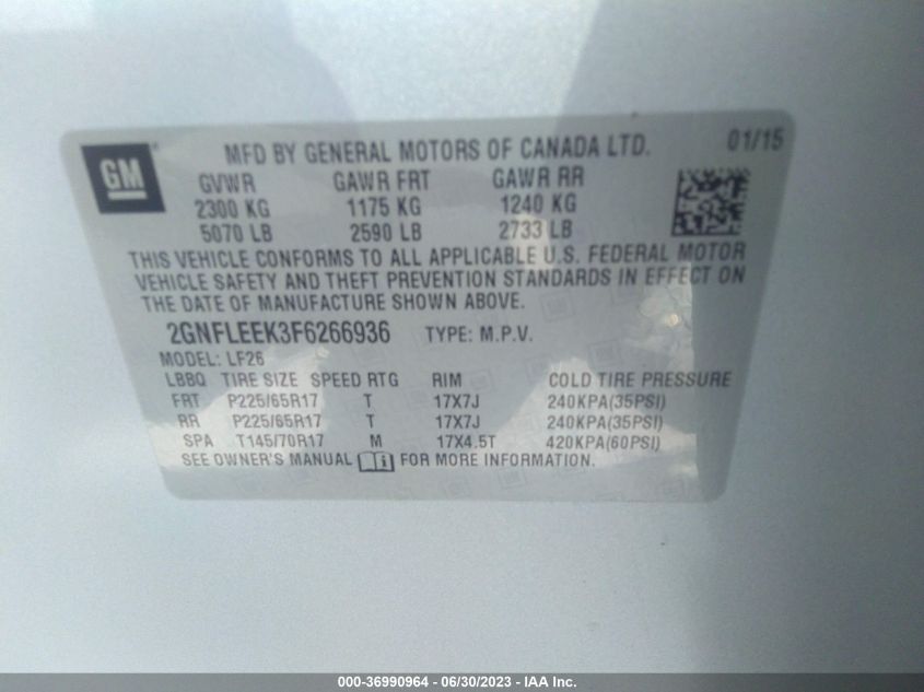 2015 CHEVROLET EQUINOX LS - 2GNFLEEK3F6266936