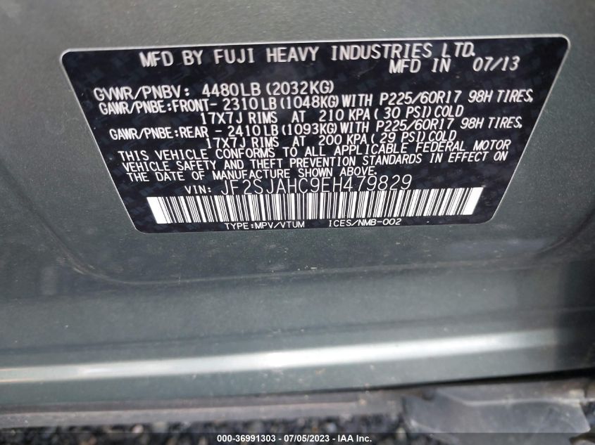 2014 SUBARU FORESTER 2.5I LIMITED - JF2SJAHC9EH479829