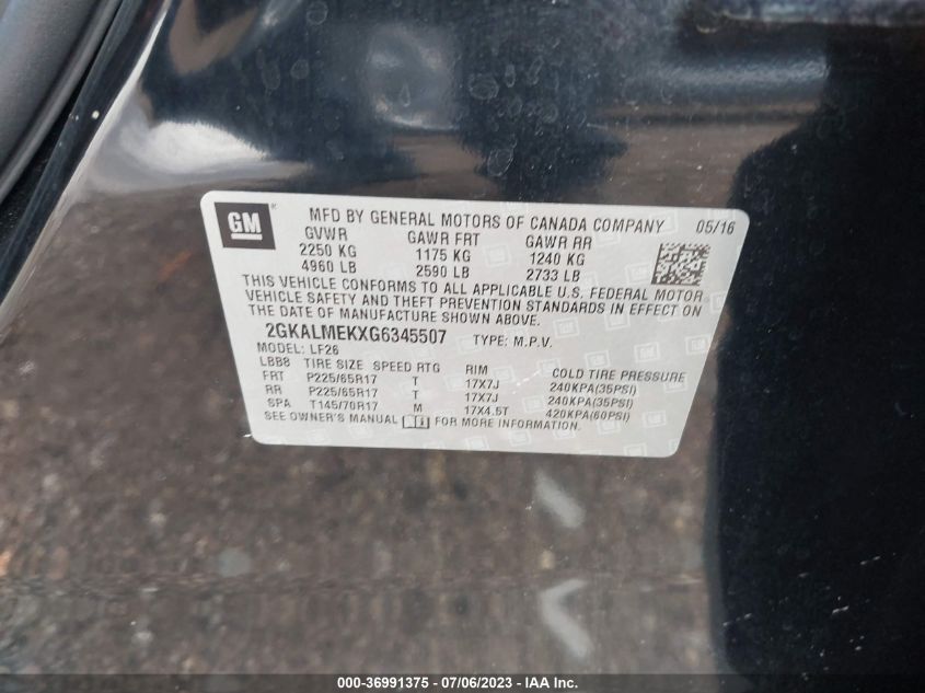 2016 GMC TERRAIN SLE - 2GKALMEKXG6345507