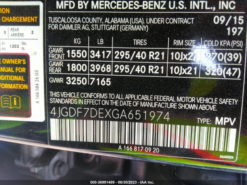 2016 MERCEDES-BENZ GL - 4JGDF7DEXGA651974