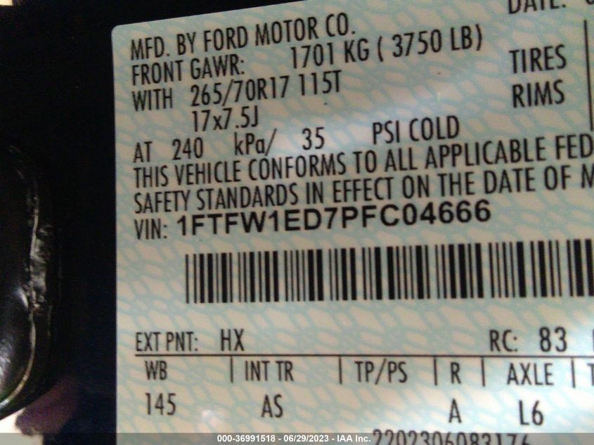 2023 FORD F-150 XL/XLT/LARIAT - 1FTFW1ED7PFC04666