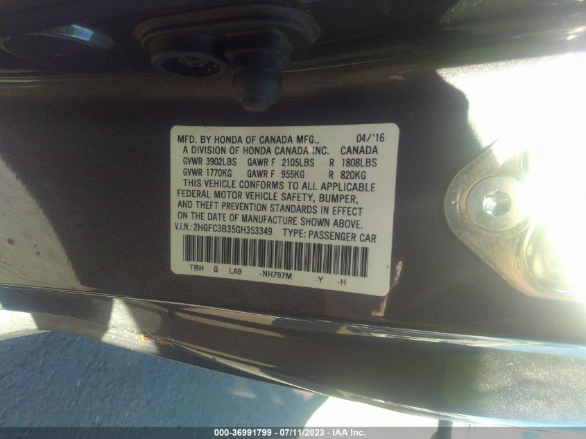 2016 HONDA CIVIC COUPE EX-T - 2HGFC3B35GH353349