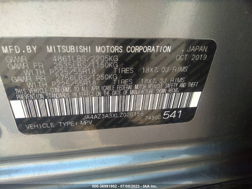 2020 MITSUBISHI OUTLANDER ES/SE/SEL/LE/SP - JA4AZ3A3XLZ020156