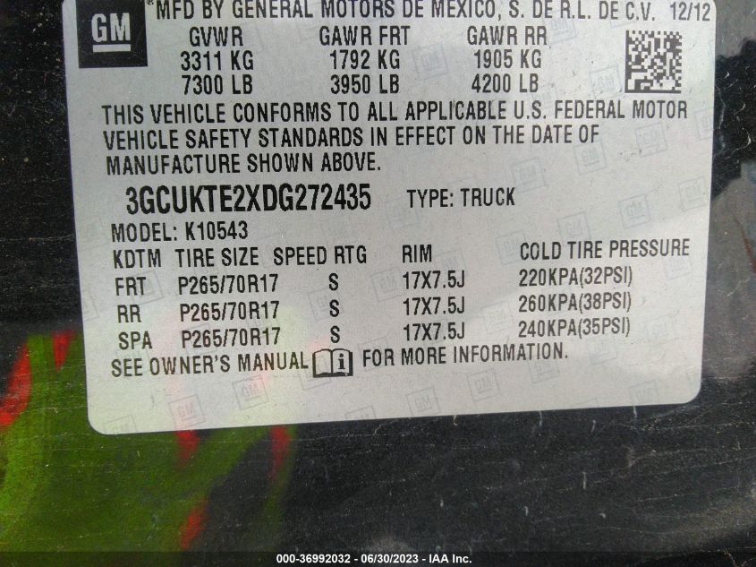 2013 CHEVROLET SILVERADO 1500 LTZ - 3GCUKTE2XDG272435
