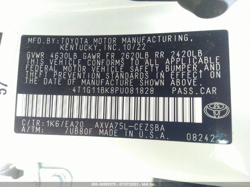 2023 TOYOTA CAMRY SE - 4T1G11BK8PU081828