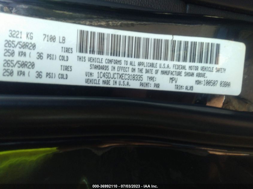 2014 DODGE DURANGO R/T - 1C4SDJCTXEC318335