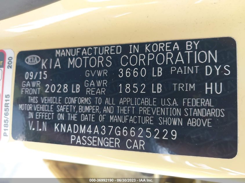 2016 KIA RIO LX - KNADM4A37G6625229