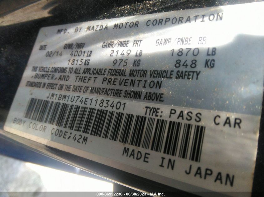 2014 MAZDA MAZDA3 I SPORT - JM1BM1U74E1183401