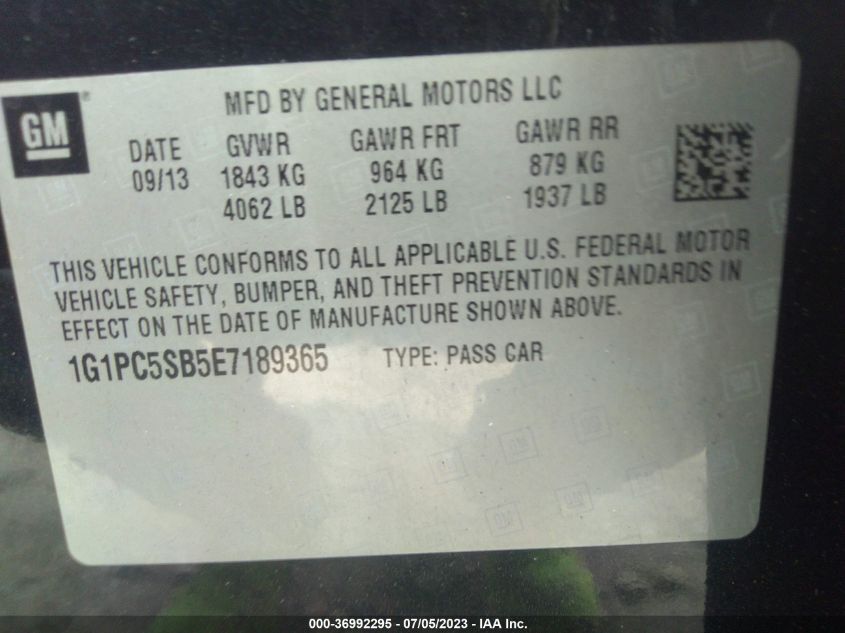 2014 CHEVROLET CRUZE 1LT - 1G1PC5SB5E7189365