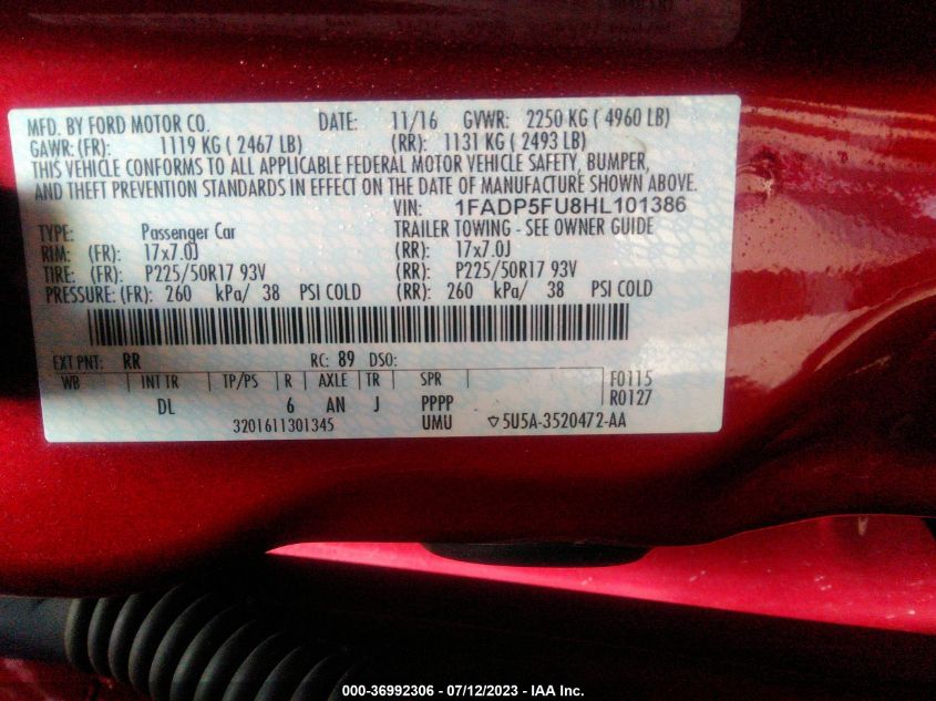 2017 FORD C-MAX TITANIUM 1FADP5FU8HL101386