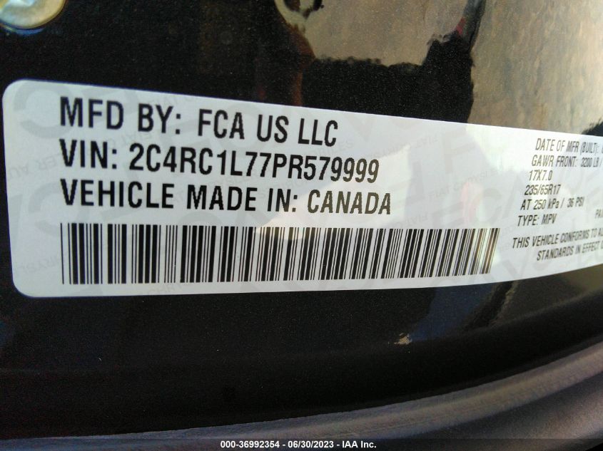 2023 CHRYSLER PACIFICA HYBRID TOURING L - 2C4RC1L77PR579999