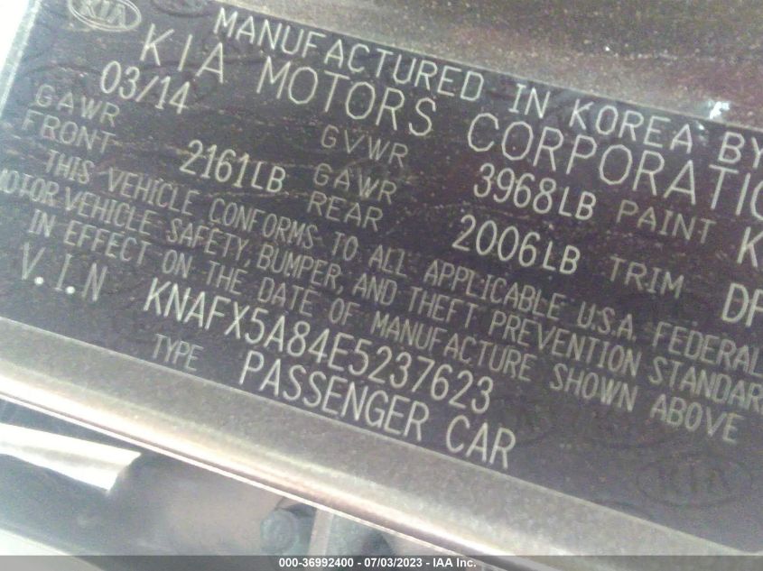 2014 KIA FORTE 5-DOOR EX - KNAFX5A84E5237623