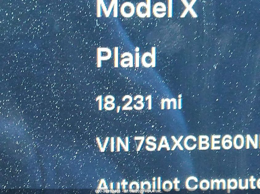 2022 TESLA MODEL X PLAID - 7SAXCBE60NF346009