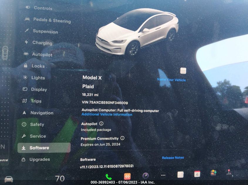 2022 TESLA MODEL X PLAID - 7SAXCBE60NF346009