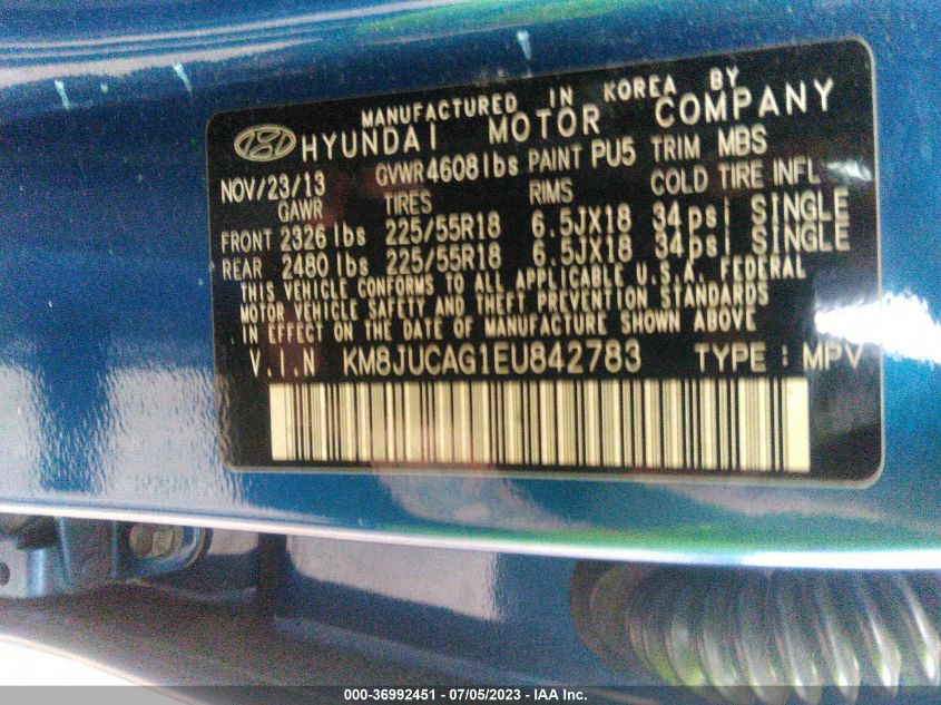 2014 HYUNDAI TUCSON LIMITED - KM8JUCAG1EU842783