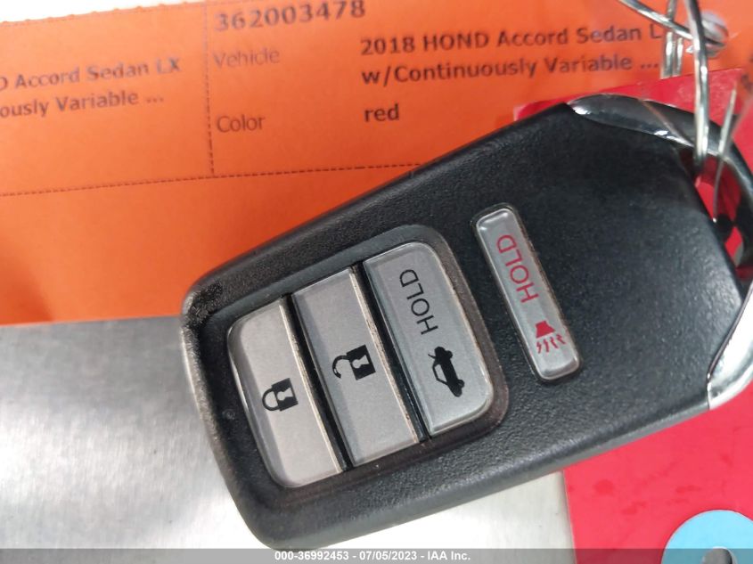 2018 HONDA ACCORD SEDAN LX 1.5T - 1HGCV1F15JA228691