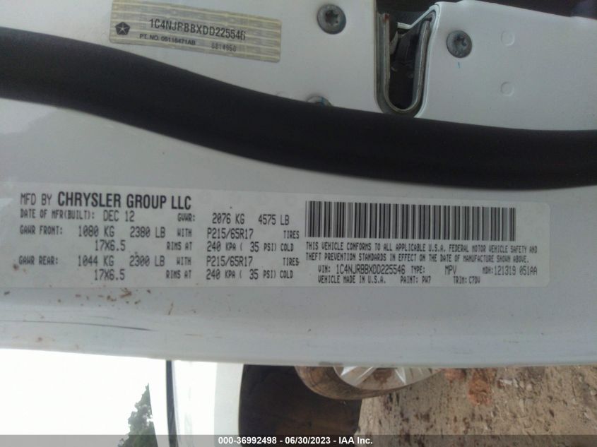 2013 JEEP PATRIOT SPORT - 1C4NJRBBXDD225546