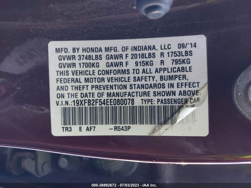 2014 HONDA CIVIC SEDAN LX - 19XFB2F54EE080078