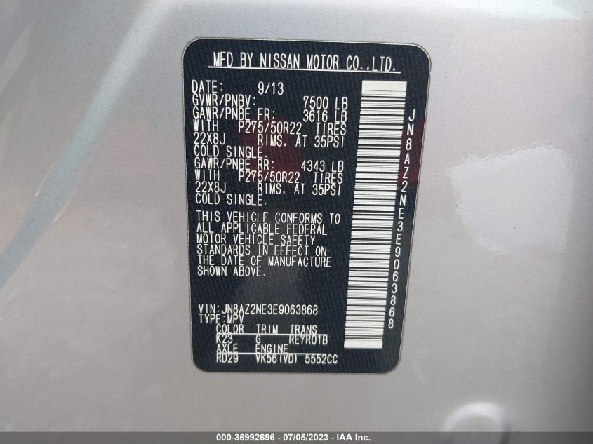 2014 INFINITI QX80 - JN8AZ2NE3E9063868