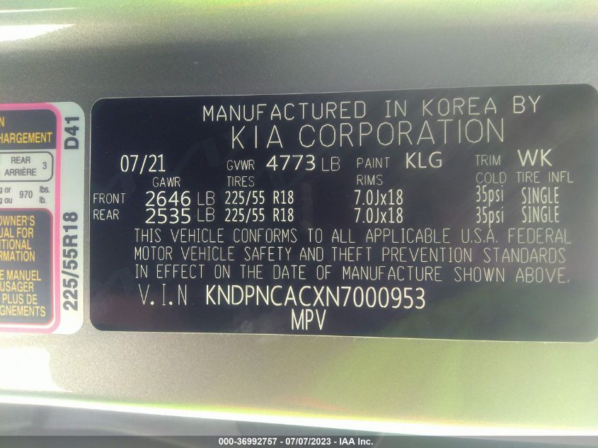 2022 KIA SPORTAGE EX - KNDPNCACXN7000953