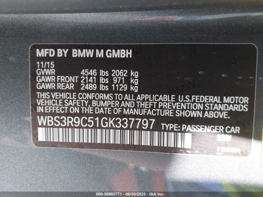 2016 BMW M4 - WBS3R9C51GK337797