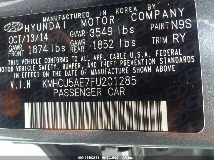2015 HYUNDAI ACCENT SPORT - KMHCU5AE7FU201285