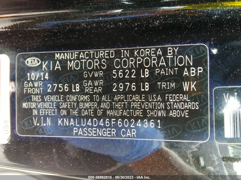 2015 KIA K900 PREMIUM KNALU4D46F6024361