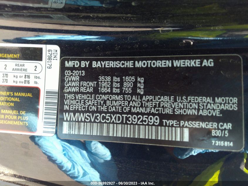 2013 MINI COOPER HARDTOP S - WMWSV3C5XDT392599