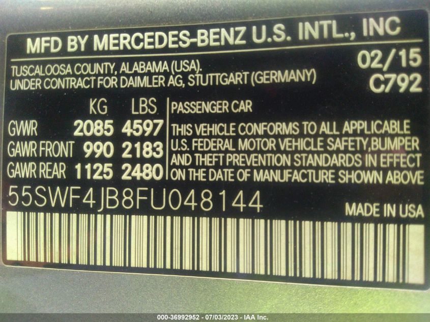 2015 MERCEDES-BENZ C-CLASS C 300 - 55SWF4JB8FU048144