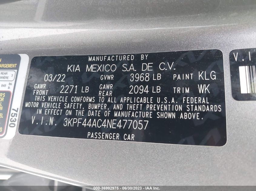2022 KIA FORTE GT - 3KPF44AC4NE477057