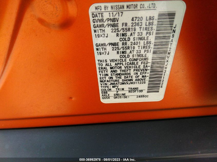2018 NISSAN ROGUE SL - JN8AT2MVXJW311225
