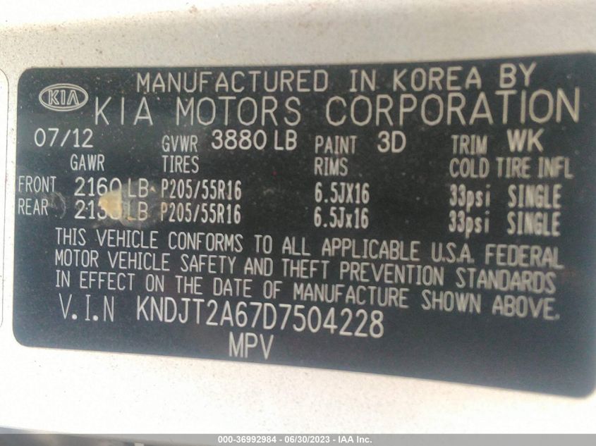 2013 KIA SOUL + - KNDJT2A67D7504228