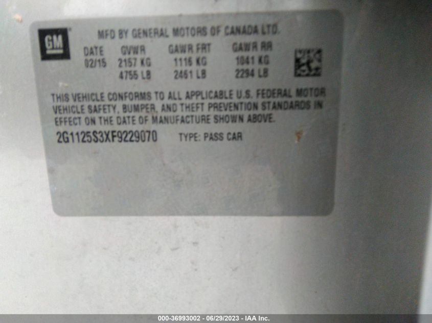 2015 CHEVROLET IMPALA LT - 2G1125S3XF9229070