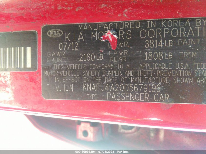 2013 KIA FORTE EX - KNAFU4A20D5679196
