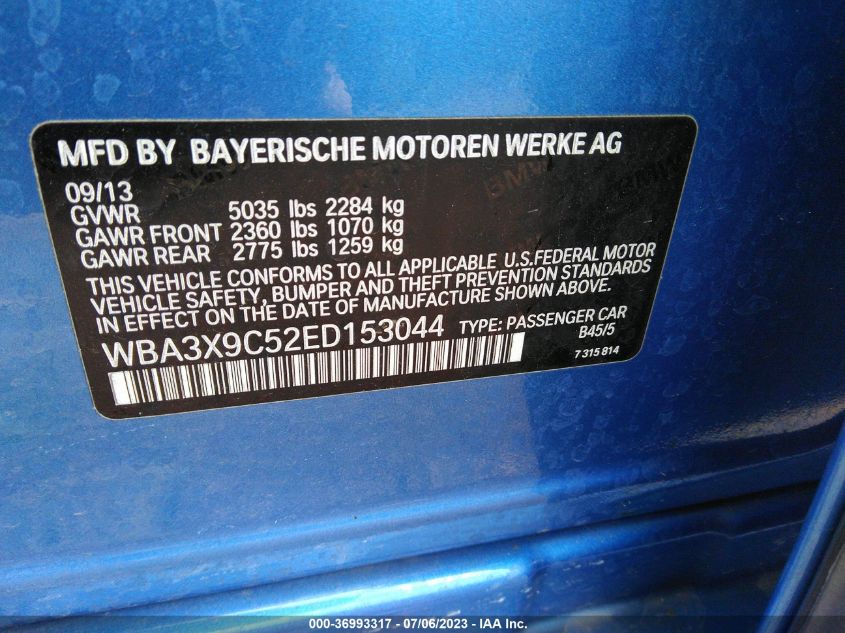 2014 BMW 3 SERIES GRAN TURISMO 335I XDRIVE WBA3X9C52ED153044