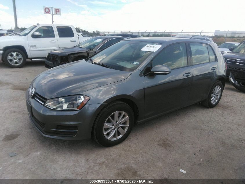 2015 VOLKSWAGEN GOLF TSI S W/SUNROOF - 3VW217AUXFM029315