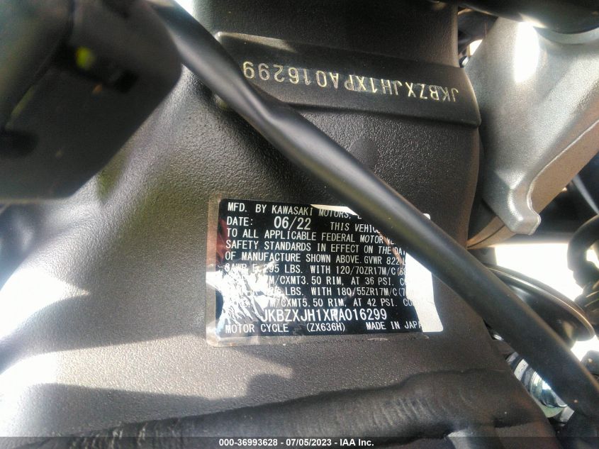 2023 KAWASAKI ZX636 K JKBZXJH1XPA016299
