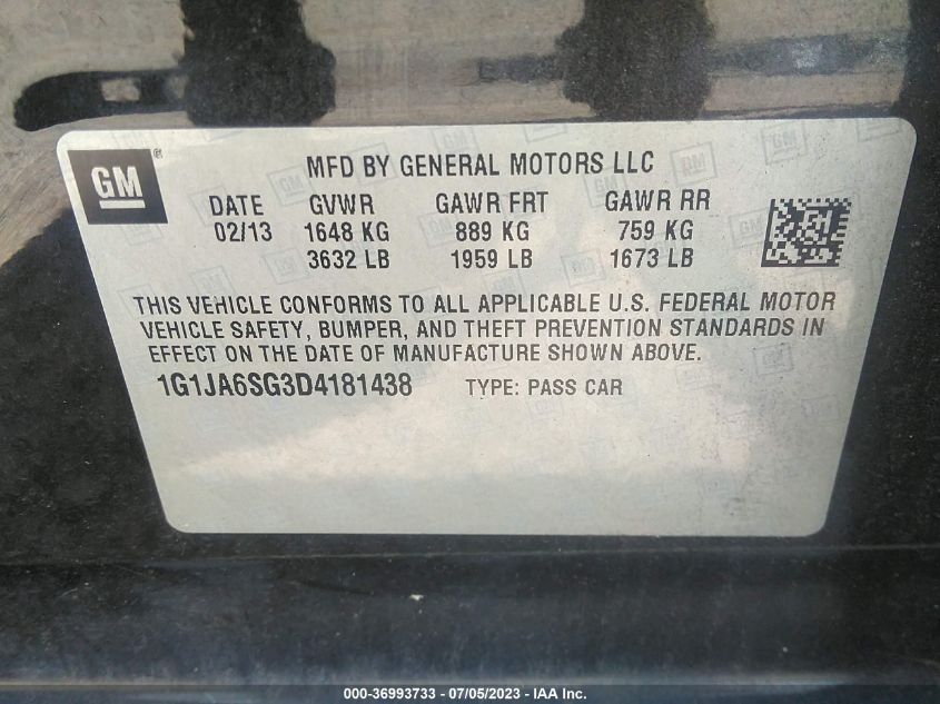 2013 CHEVROLET SONIC LS - 1G1JA6SG3D4181438