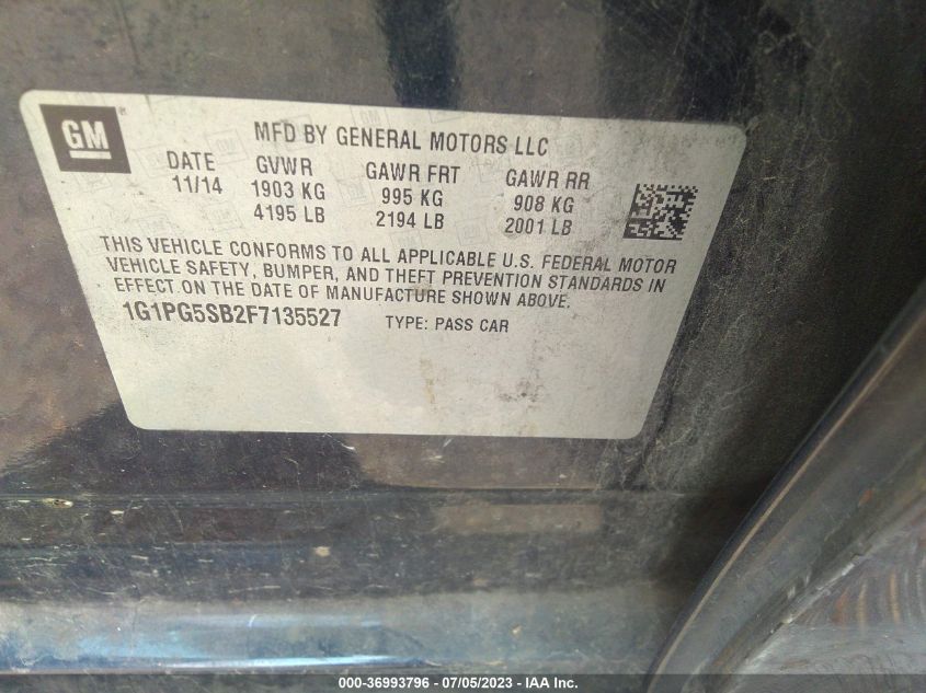 2015 CHEVROLET CRUZE LTZ - 1G1PG5SB2F7135527