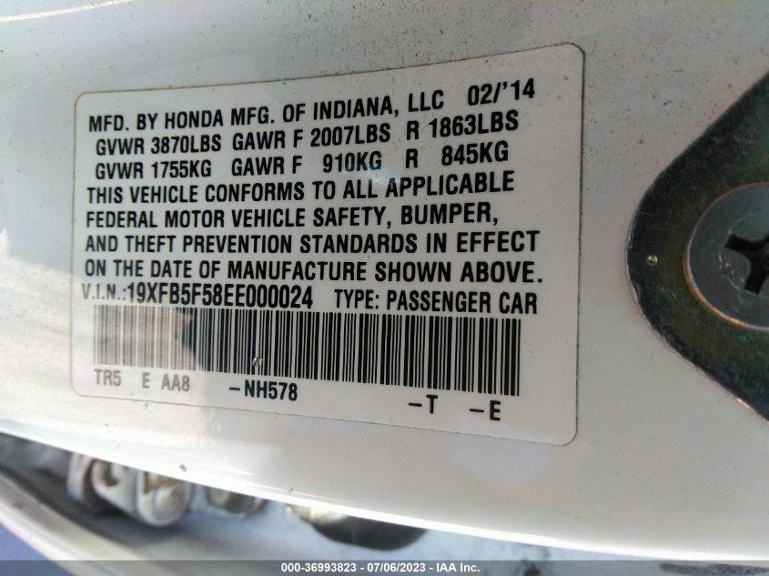 2014 HONDA CIVIC SEDAN CNG - 19XFB5F58EE000024