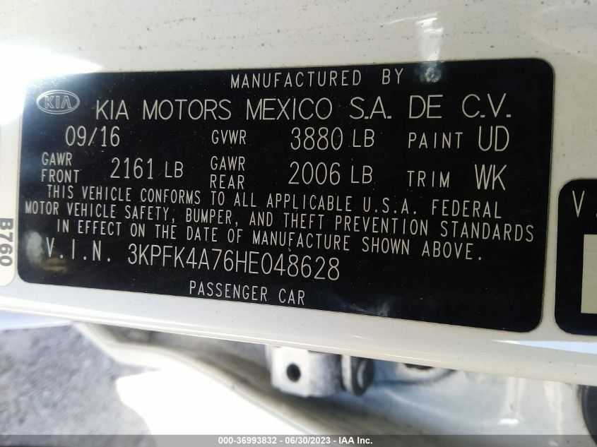 2017 KIA FORTE LX - 3KPFK4A76HE048628