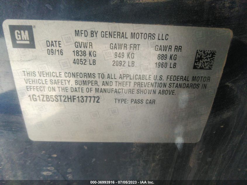 2017 CHEVROLET MALIBU LS - 1G1ZB5ST2HF137772