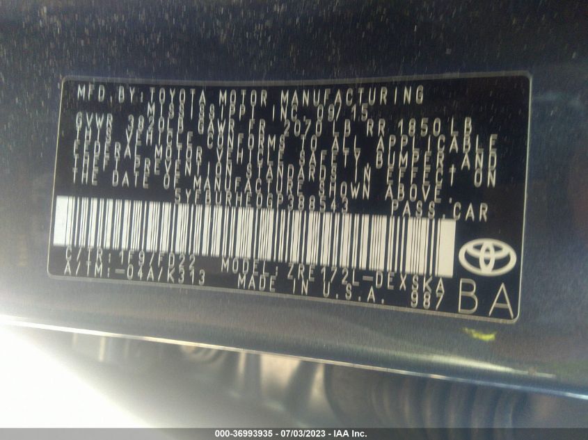 2016 TOYOTA COROLLA S - 5YFBURHE0GP388543