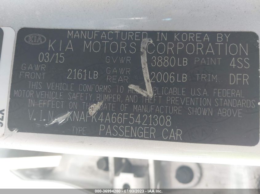 2015 KIA FORTE LX - KNAFK4A66F5421308