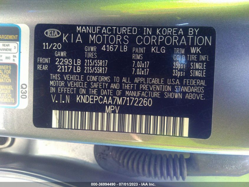 2021 KIA SELTOS LX - KNDEPCAA7M7172260
