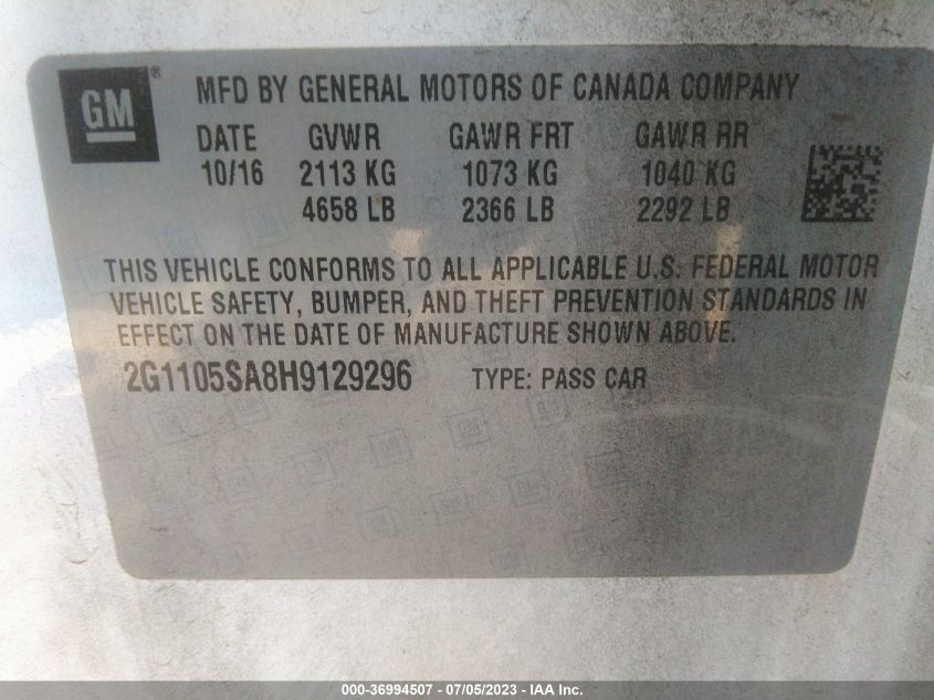 2017 CHEVROLET IMPALA LT - 2G1105SA8H9129296