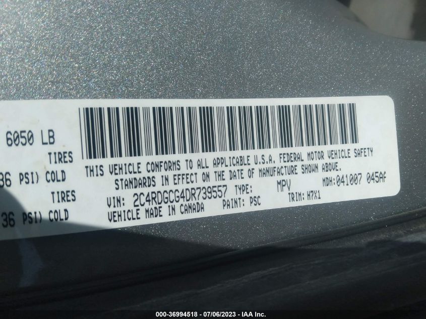 2013 DODGE GRAND CARAVAN SXT - 2C4RDGCG4DR739557